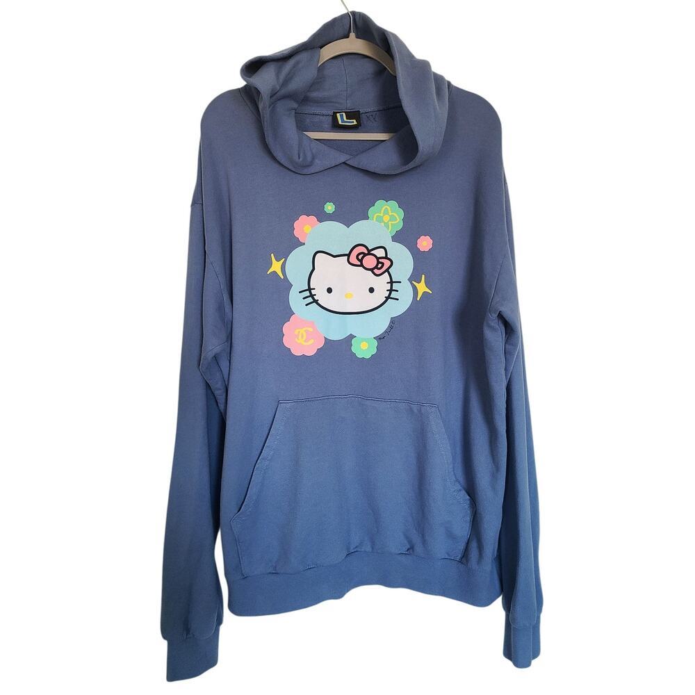 Mega Yacht Hello Kitty Blue Graphic Logo Hoodie Size L - Picture 2 of 8